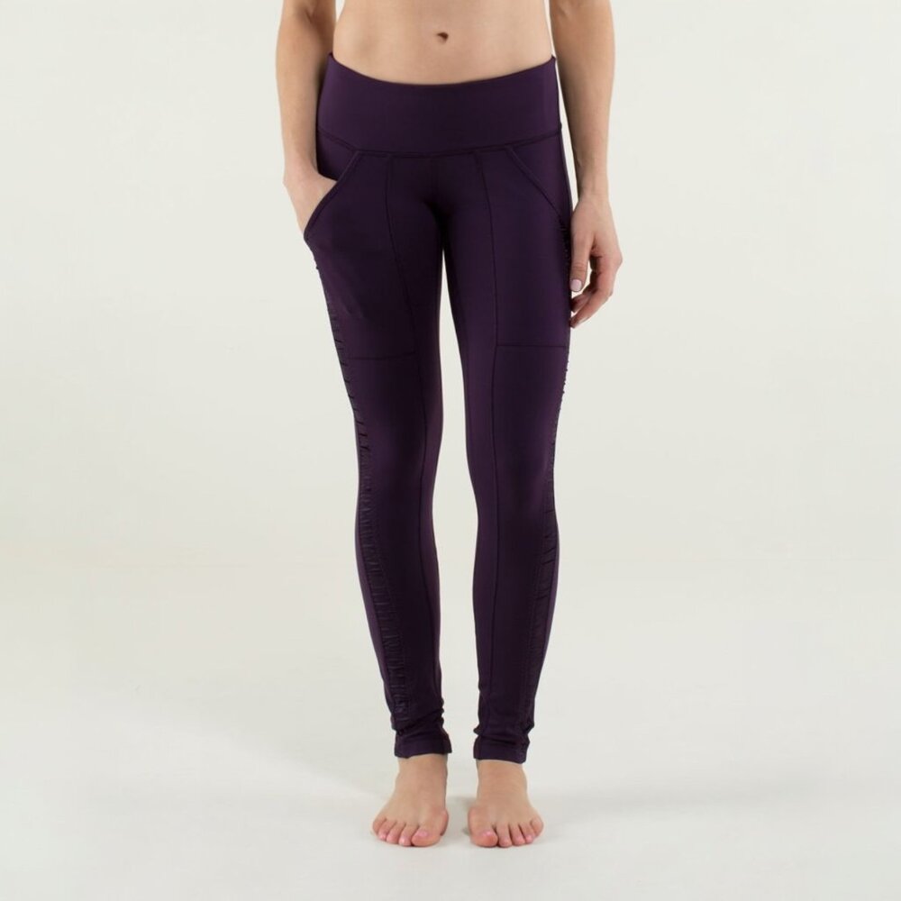 LULULEMON PRACTICE DAILY PANTS IN DEEP ZINFANDEL SIZE 2